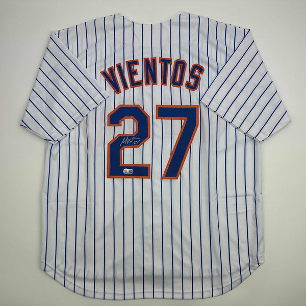 Autographed/Signed Mark Vientos New York Pinstripe Jersey Beckett BAS COA