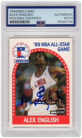 Alex English Signed Nuggets 1989-90 NBA Hoops All Star Game Card #133 - (PSA)