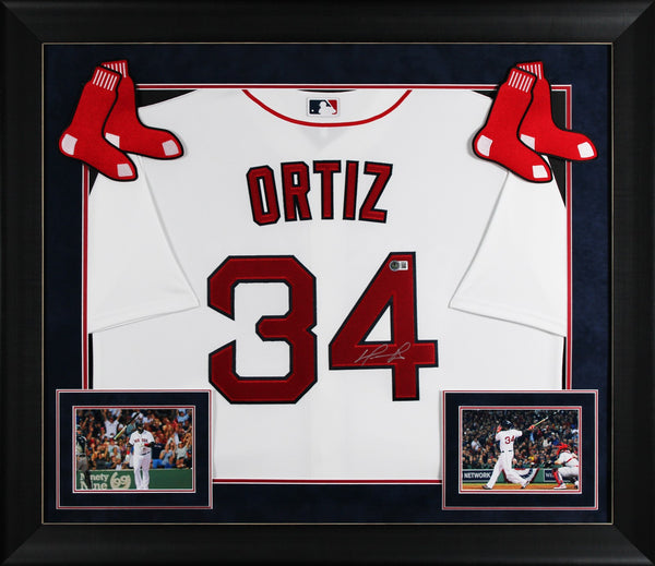 Red Sox David Ortiz Authentic Signed White Nike Framed Jersey BAS Witnessed