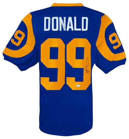 Aaron Donald Signed Blue Throwback Custom Football Jersey - (JSA COA)