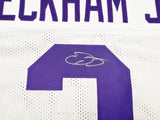 LSU TIGERS ODELL BECKHAM JR. AUTOGRAPHED WHITE JERSEY BECKETT BAS WITNESS 242682
