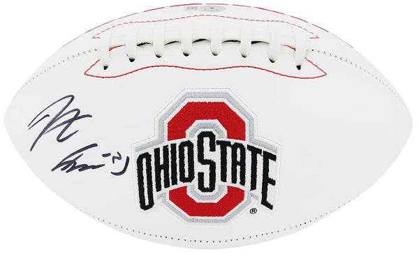 Jaxon Smith-Njigba Signed Ohio State Rawlings White Logo Football -(Beckett COA)