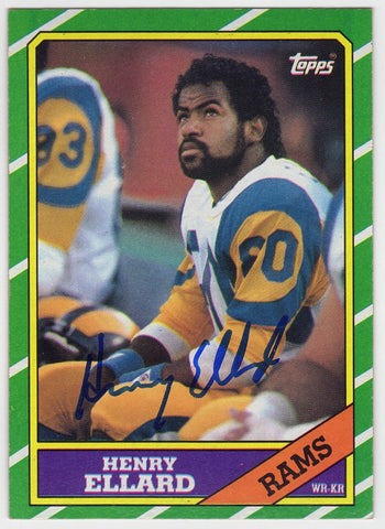 Henry Ellard Signed Rams 1986 Topps Football Card #79 - (SCHWARTZ COA)