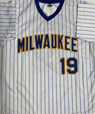 Brewers ROBIN YOUNT Signed Custom Pinstripe Retro Jersey AUTO - JSA