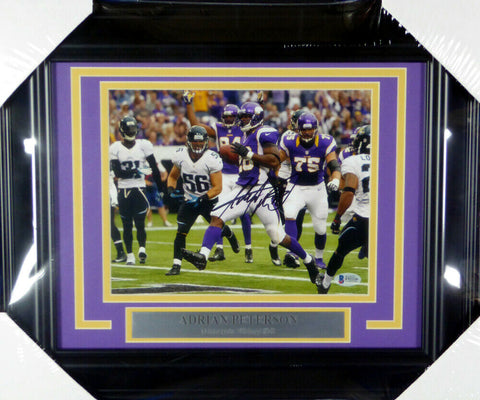 Adrian Peterson Autographed Signed Framed 8x10 Photo Vikings Beckett F52226