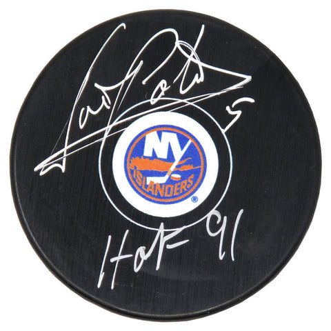 Denis Potvin Signed New York Islanders Logo Hockey Puck w/HOF'91 - SCHWARTZ