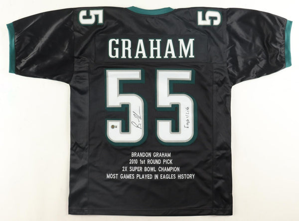 Brandon Graham Signed Philadelphia Eagles Career Stat Jersey /Beckett 2xSB Champ