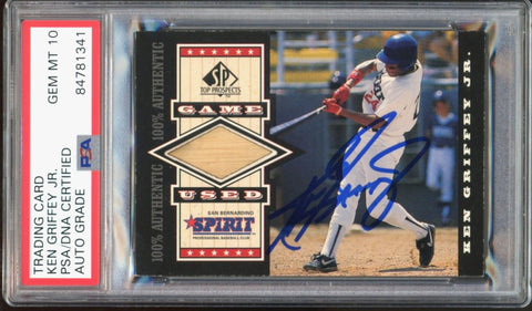 1999 SP Top Prospects Game Used Bat Ken Griffey Jr. PSA/DNA Auto GEM MINT 10