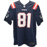 Randy Moss Autographed New England Patriots Nike XL Navy Jersey Beckett 50870