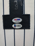 FRAMED SUEDE WHITEY FORD AUTOGRAPHED SIGNED NEW YORK YANKEES JERSEY PSA COA