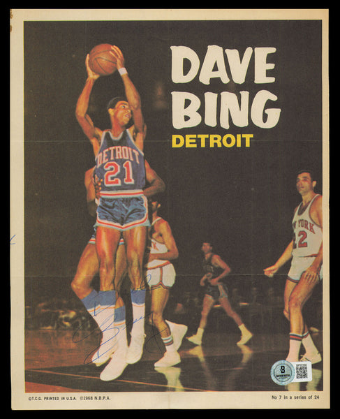 Dave Bing Autographed 8x10 1970 Topps Poster Detroit Pistons Beckett QR #BP55268