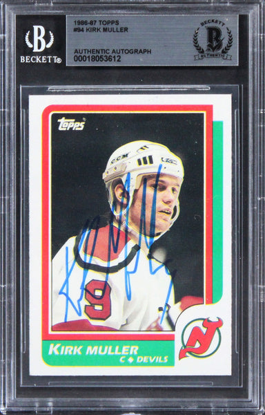 Devils Kirk Muller Authentic Signed 1986 Topps #94 Card BAS Slabbed