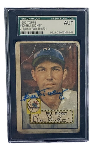 Bill Dickey Signed Slabbed New York Yankees 1952 Topps #400 SGC