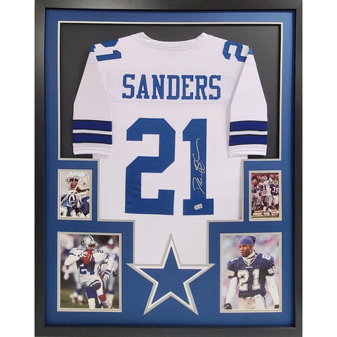 Deion Sanders Autographed Framed Cowboys  Jersey