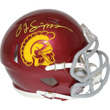 O.J. Simpson Autographed/Signed USC Trojans Mini Helmet Beckett 41214