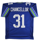 Kam Chancellor Authentic Signed Blue Throwback Pro Style Jersey BAS Witnessed