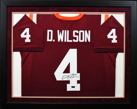 DAVID WILSON AUTOGRAPHED VIRGINIA TECH HOKIES #4 FRAMED JERSEY COA