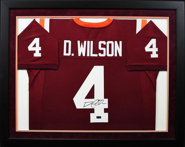 DAVID WILSON AUTOGRAPHED VIRGINIA TECH HOKIES #4 FRAMED JERSEY COA