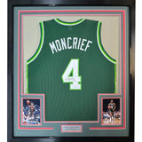 Framed Autographed/Signed Sidney Moncrief 35x39 Green/White Jersey PSA COA