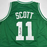 Autographed/Signed Charlie Scott Boston Green Basketball Jersey JSA COA
