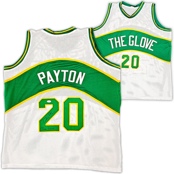 SEATTLE SUPERSONICS GARY PAYTON AUTOGRAPHED WHITE JERSEY "THE GLOVE" JSA 215727