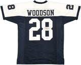 COWBOYS DARREN WOODSON AUTOGRAPHED BLUE & WHITE THROWBACK JERSEY BECKETT 230011