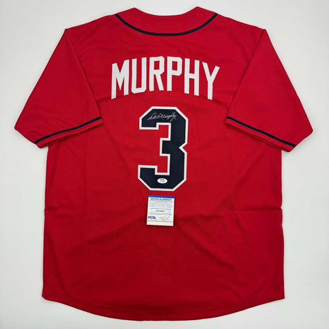 Autographed/Signed Dale Murphy Atlanta Red Baseball Jersey PSA COA #2