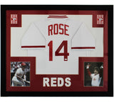 Pete Rose Signed Cincinnati Reds Framed White MLB Jersey