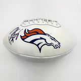 Autographed/Signed Peyton Manning Denver Broncos White Panel Logo Fanatics COA