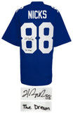 Hakeem Nicks Signed Blue Custom Football Jersey w/The Dream - (SCHWARTZ COA)