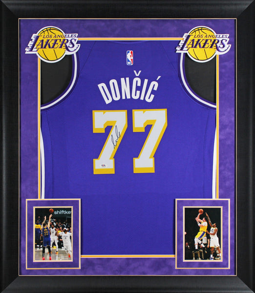 Lakers Luka Doncic Signed Purple Nike Swingman Framed Jersey PSA/DNA #AP94186