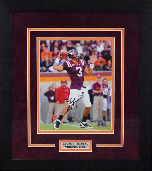 LOGAN THOMAS AUTOGRAPHED VIRGINIA TECH HOKIES 8x10 FRAMED PHOTO COA