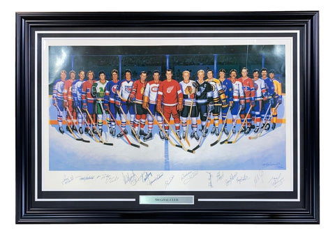 NHL 500 Goal Club (17) Signed Framed Lithograph Howe LaFleur Mikita & More BAS