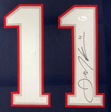 Julian Edelman New England Signed Framed Blue Football Jersey JSA Hologram