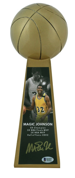 Magic Johnson Signed Los Angeles Lakers 14" Championship NBA Trophy (Beckett)