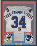 Framed Signed Earl Campbell HOF 91 35x39 Houston White Jersey JSA COA