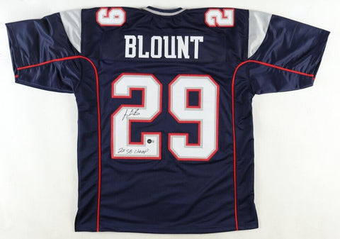 LeGarrette Blount Signed New England Patriots Jersey Inscribd 2xSB Champ/Beckett