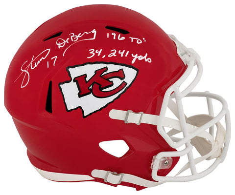 Steve DeBerg Signed Chiefs Riddell F/S Speed Rep Helmet w/Yds, TDs INSC (SS COA)