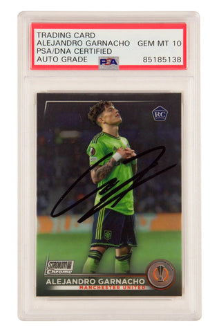 Alejandro Garnacho Signed 2022 Topps Stadium Club Chrome Rookie Card - PSA 10