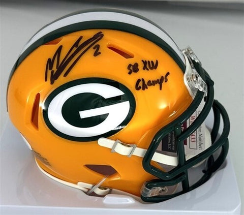 Packers MASON CROSBY Signed Riddell Speed Mini Helmet AUTO w/ XLV Champs - BAS