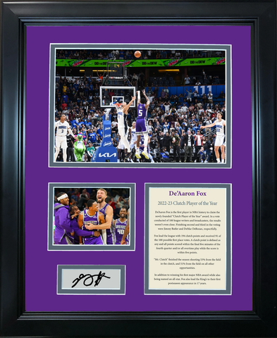 Framed De'Aaron Fox 2022-23 Clutch Player of the Year Facsimile Laser Engraved S