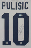 SUEDE FRAMED CHRISTIAN PULISIC AUTOGRAPHED SIGNED USA JERSEY BECKETT HOLO