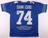 Steve Largent "HOF 95" & Jim Zorn Signed Seattle Seahawks #74 Stat Jersey (JSA)