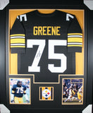 JOE GREENE (Steelers black TOWER) Signed Autographed Framed Jersey JSA