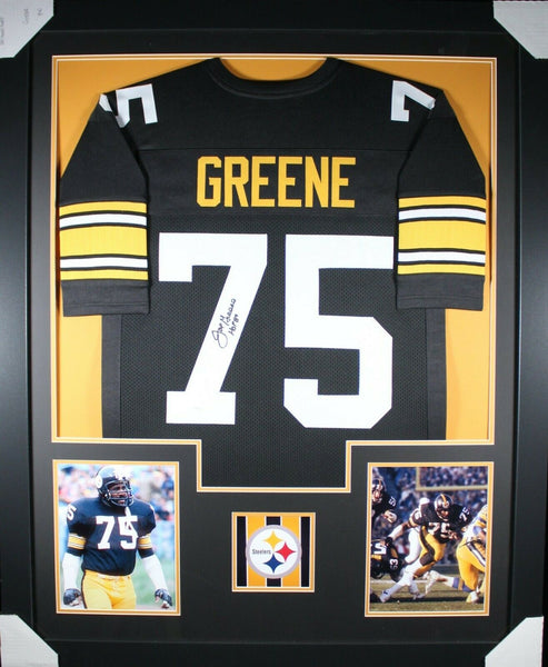 JOE GREENE (Steelers black TOWER) Signed Autographed Framed Jersey JSA