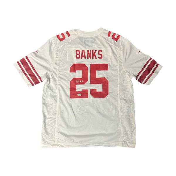 Deonte Banks Autographed New York Giants Nike White Authentic Jersey - Beckett