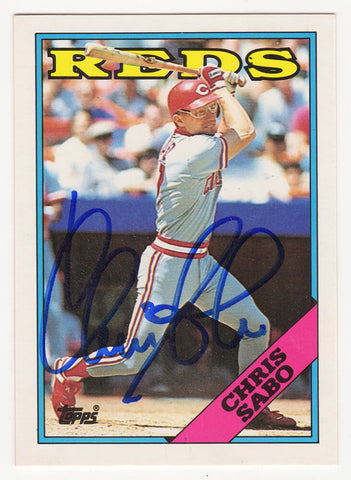 Chris Sabo Signed Reds 1988 Topps Traded Rookie Baseball Card #98T - (SS COA)