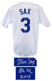 Steve Sax (DODGERS) Signed White Custom Baseball Jersey w/ROY - (SCHWARTZ COA)