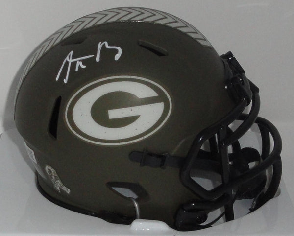 Packers AARON RODGERS Signed Riddell SALUTE TO SERVICE Speed Mini Helmet AUTO -