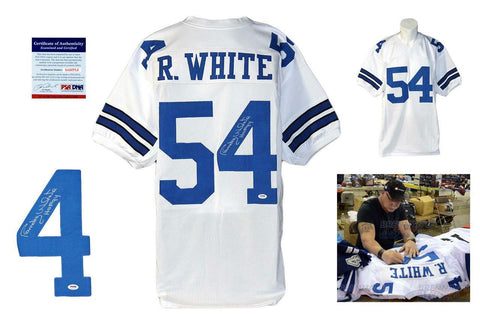 Randy White SIGNED White Jersey - PSA DNA Witness - Autographed w/ Photo